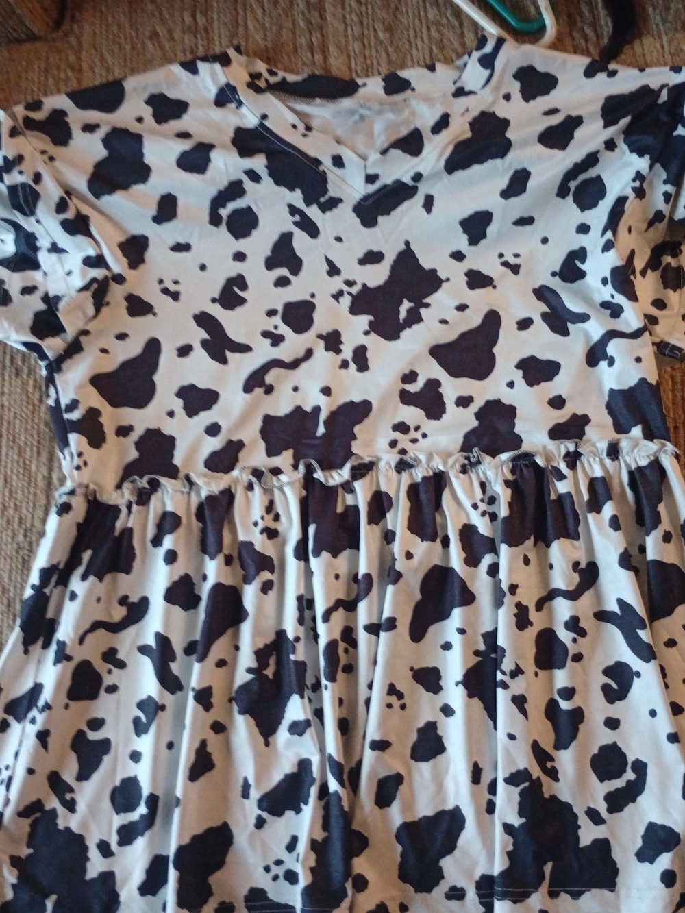 Kids Black and White Cow Print Dress